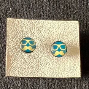 Mustache and Glasses Faux Plug Earrings
